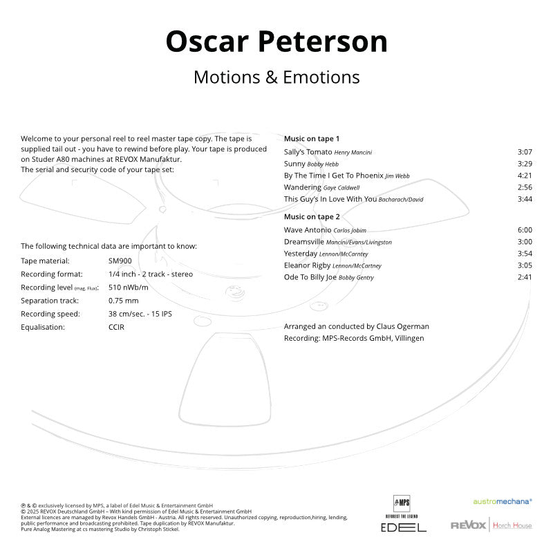 Oscar Peterson Motions and Emotions Credits