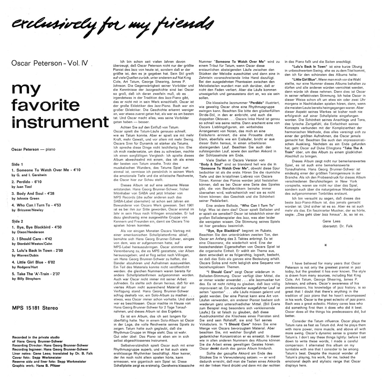 Oscar Peterson My Favorite Instrument Inlay 1