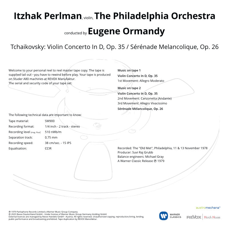 Itzhak Perlman Tchaikovsky Violin Concerto Credits