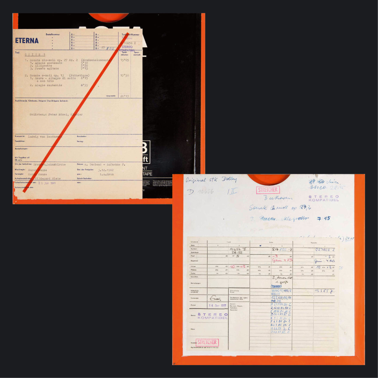 Peter Rosel Beethoven Sonatas Original Master Tape Front and Backside