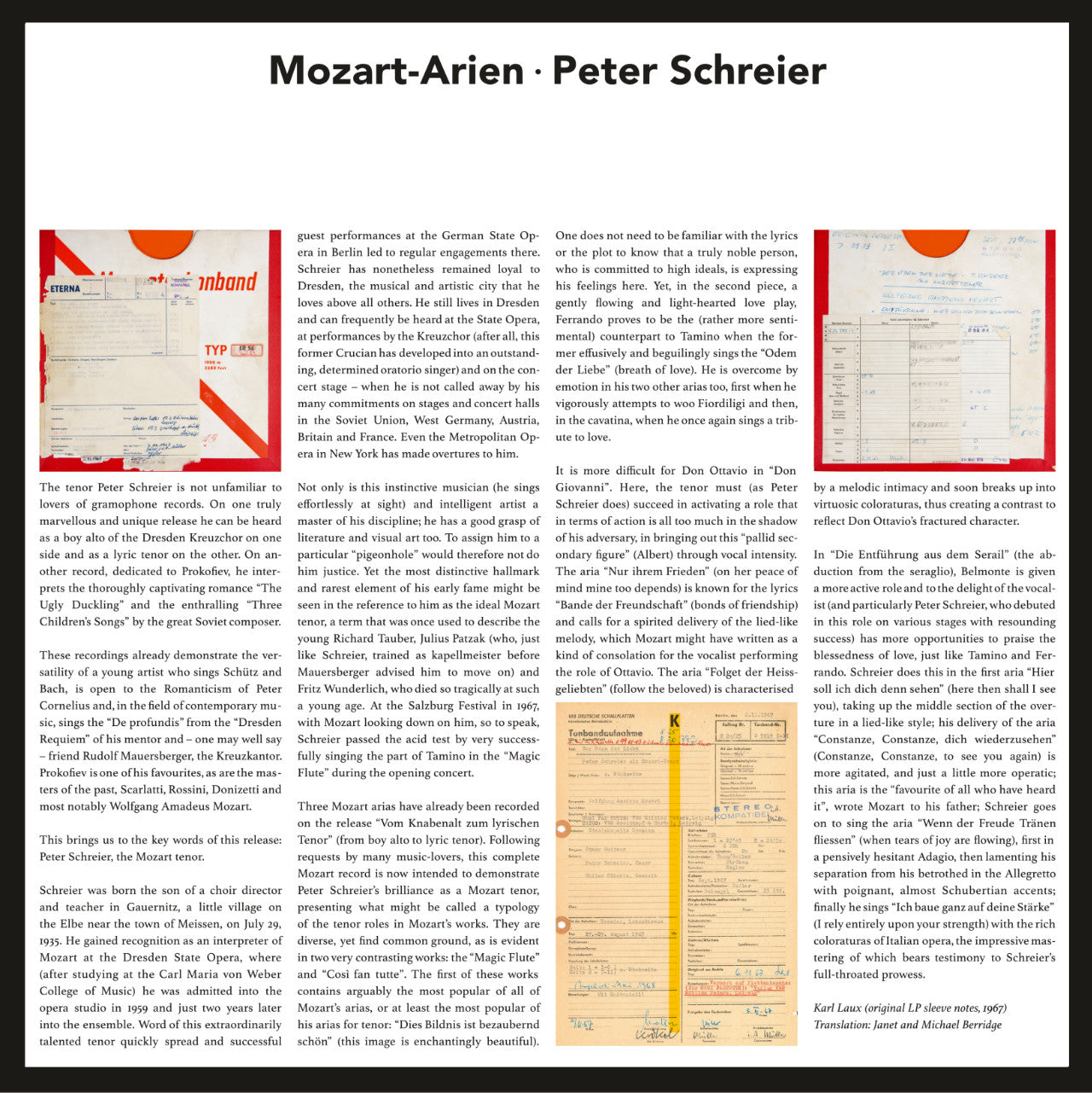 Peter Schreier Mozart Der Odem der Liebe Inlay 1
