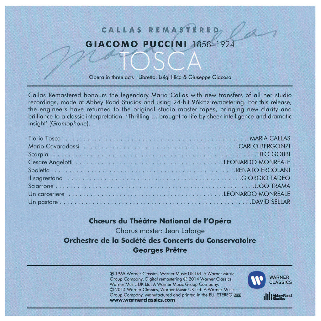 Puccini Maria Callas Tosca Inlay