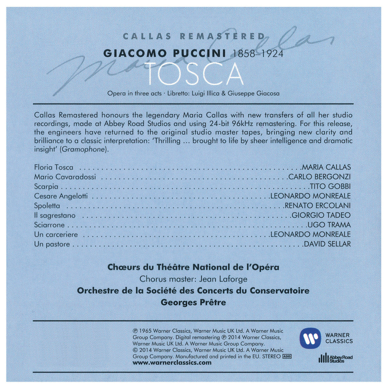 Puccini Maria Callas Tosca Inlay