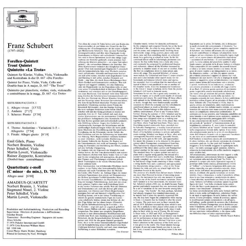 Franz Schubert Trout Quintet Cover Backside