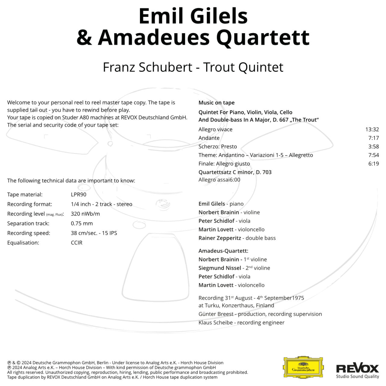 Franz Schubert Trout Quintet Credits