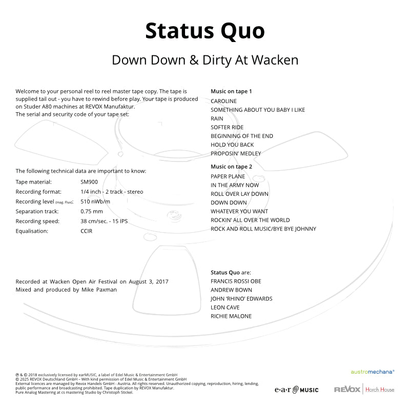 Status Quo Down and Dirty at Wacken Credits