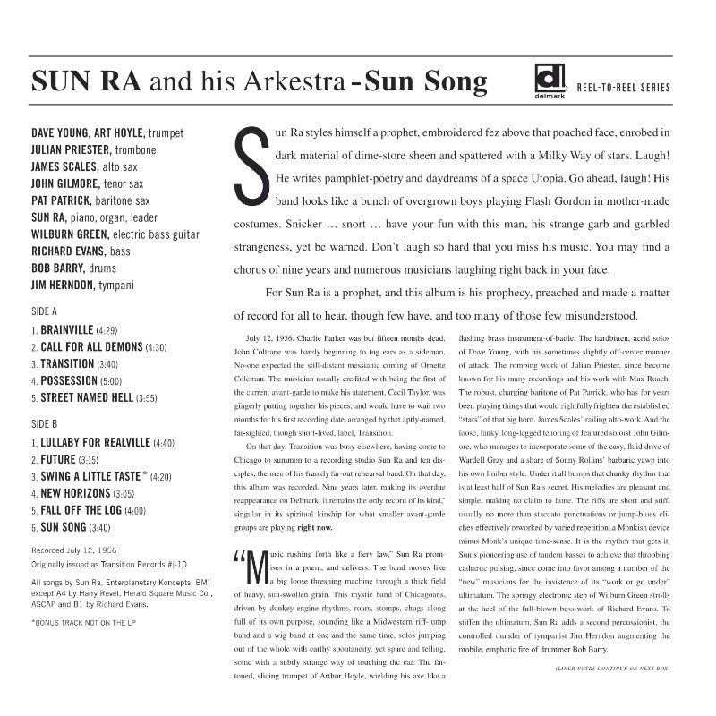 Sun Ra And His Arkestra - Sun Song – Revox | Horch House