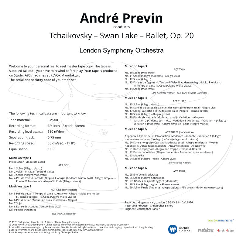 Tchaikovsky Swan Lake Credits