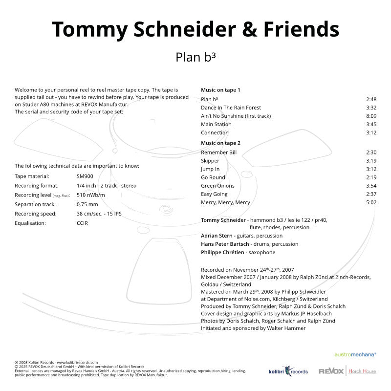 Tommy Schneider Plan B3 Credits