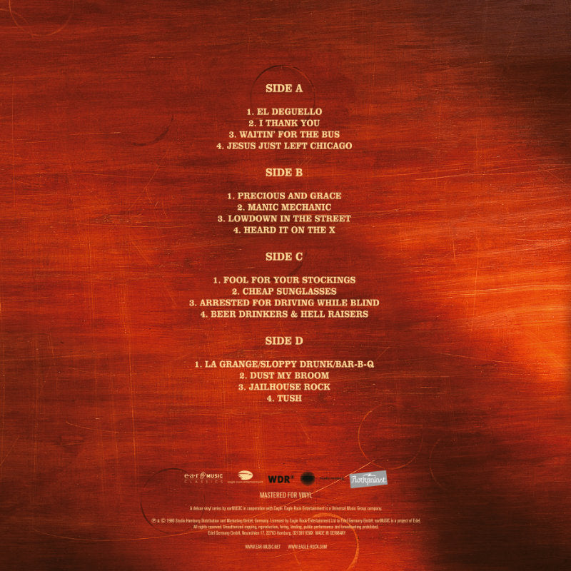 ZZ Top Live In Germany 1980 Cover Backside