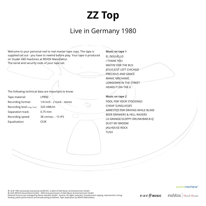 ZZ Top Live In Germany 1980 Credits
